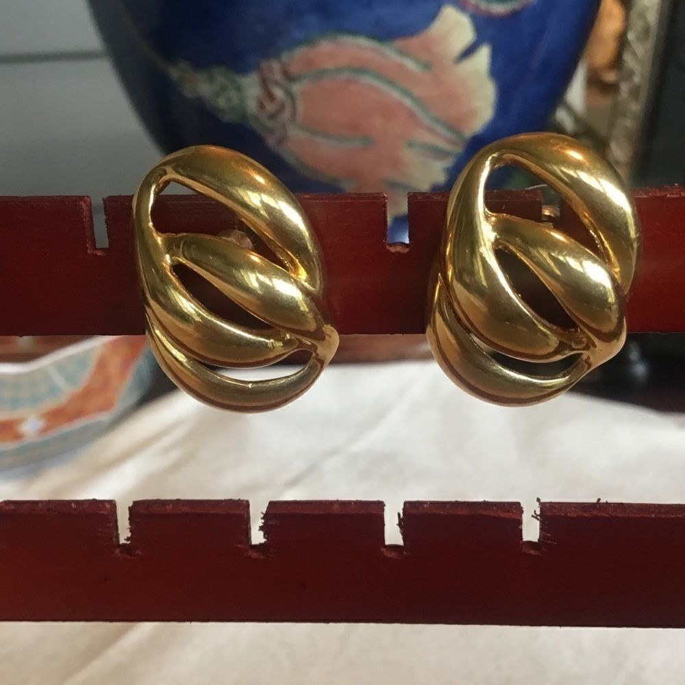$12 ea or 3/$25. Goldtone Double Swirl Earrings